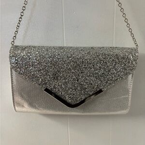 Silver Glitter Clutch Bag